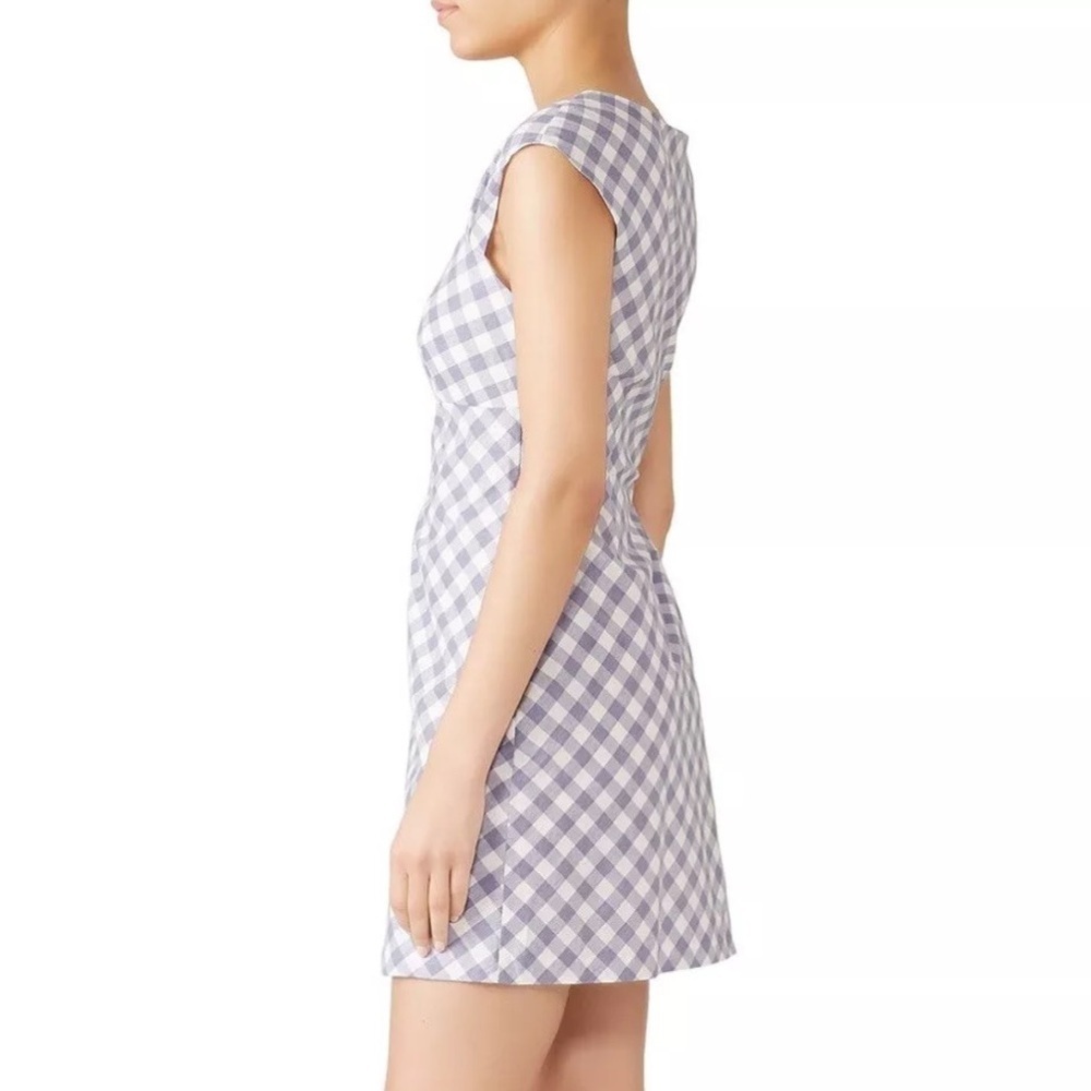 🌻SAYLOR Hadleigh Purple White Gingham Check Short Sleeve Mini Dress Size M - Picture 7 of 11